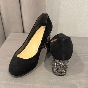 Elegant Black Heels with Embellished Heel